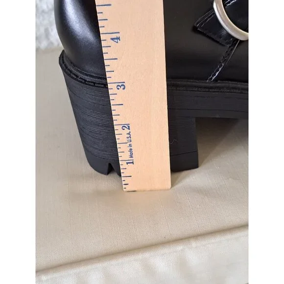 NEW Y2K Black Chunky Mary Jane Platform Shoes Goth Buckle Lug Sole Women's 8 - Picture 4 of 7